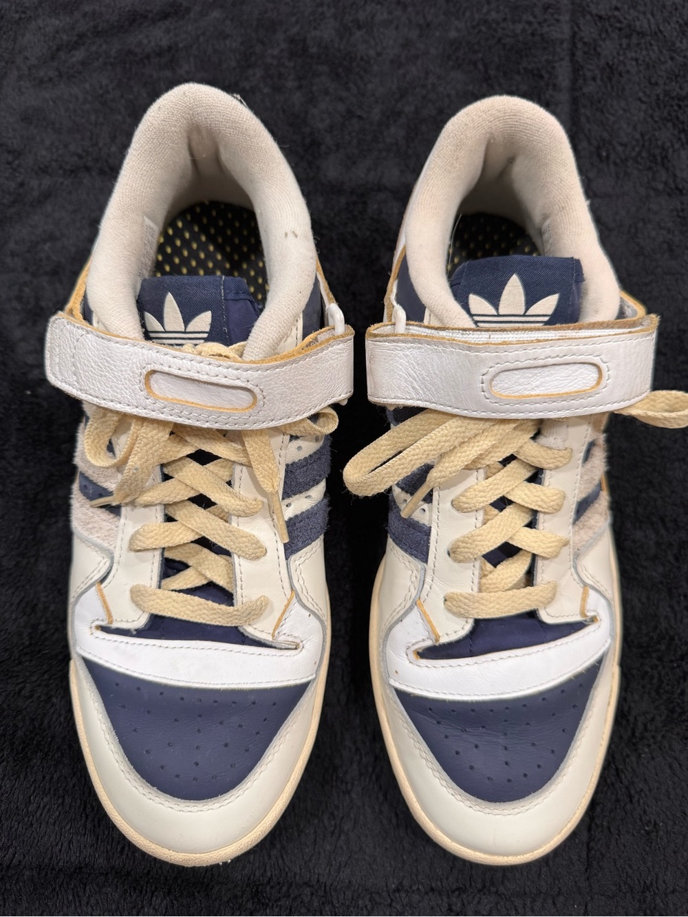 Adidas Originals Forum Low Shoes Men’s Size 8 White Navy Suede Leather Used